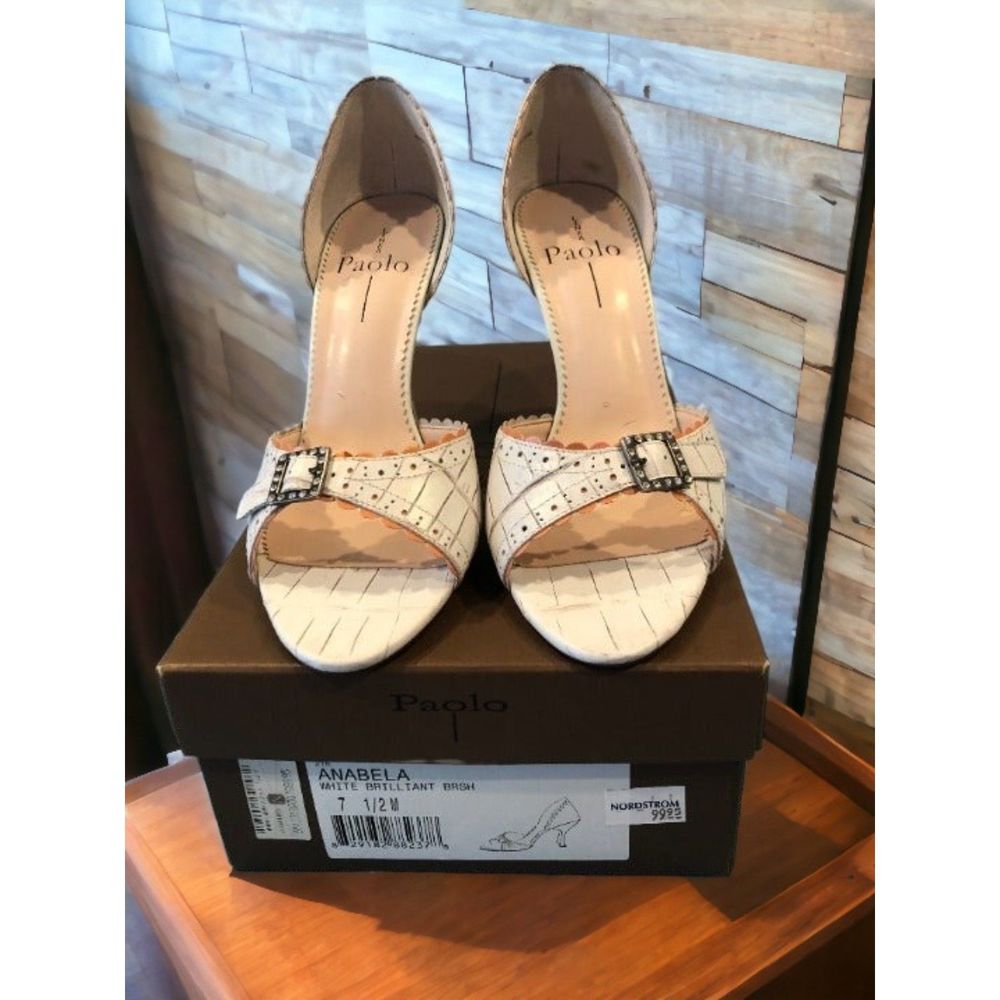 Linea Paolo Anabela Real Leather White Pumps
